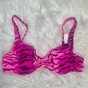 Hot Pink Zebra Print Bikini Top